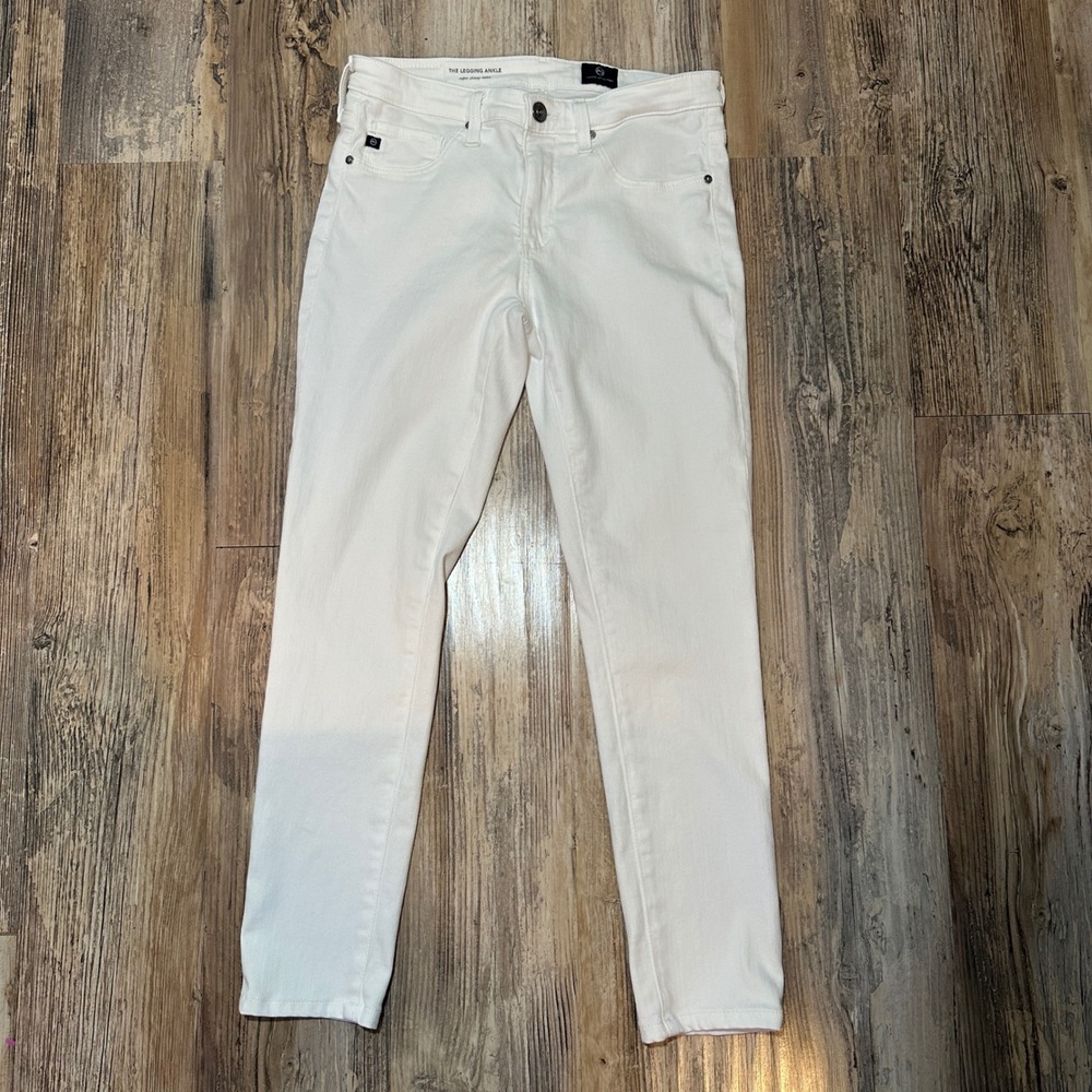 AG Adriano Goldschmied The Legging Ankle White Super Skinny Jeans Size 26R